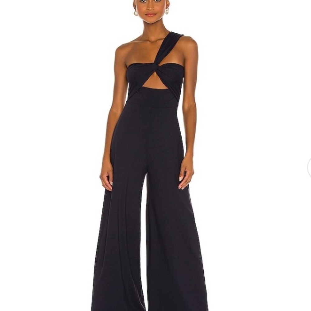 Cinched One Shoulder Midnight Blue jumpsuit Susana Monaco